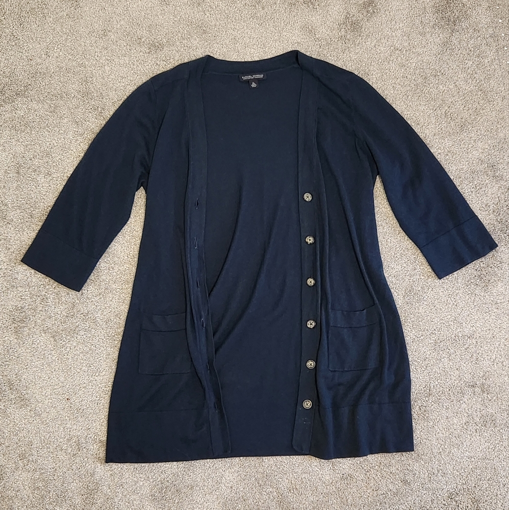 Banana Republic blue-green 3/4 sleeve cardigan silk cotton cashmere
